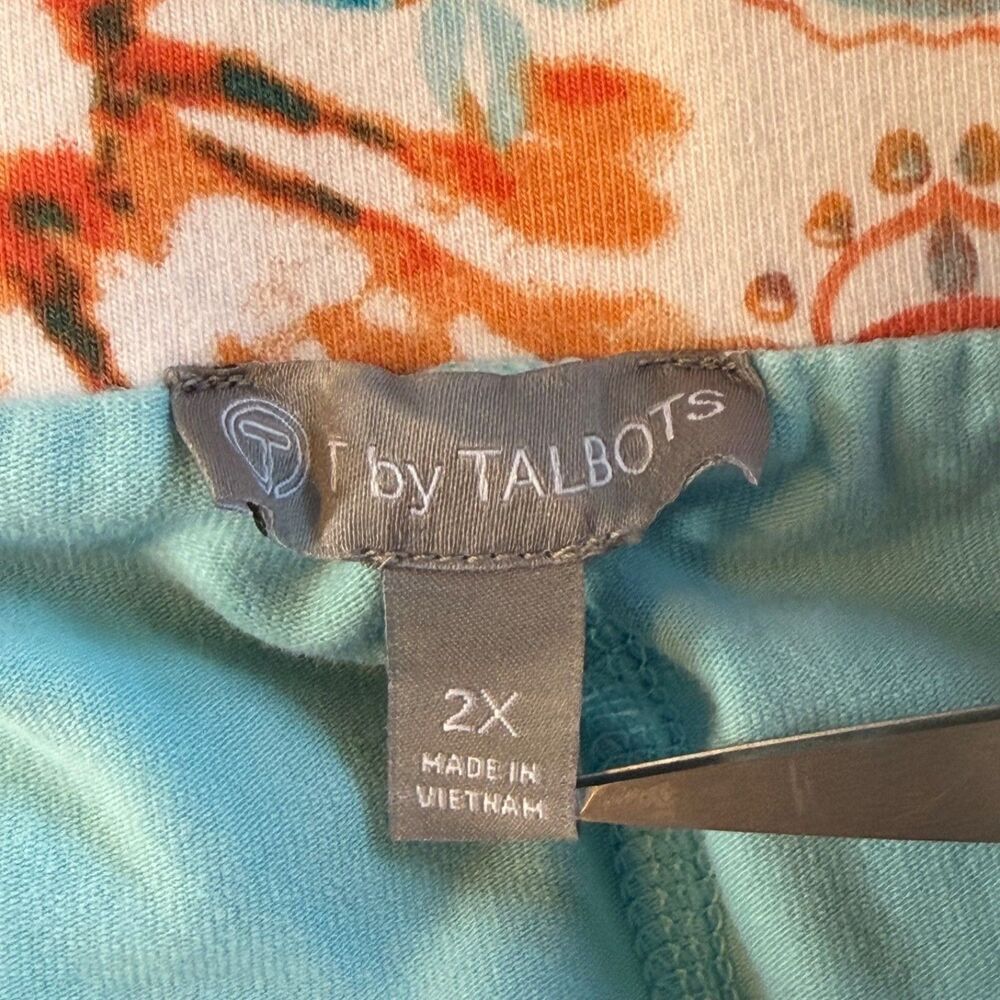 Talbots Skort 2X Orange Blue Geo Print Pull On Stretch Golf Skirt Built In Short - Picture 3 of 9